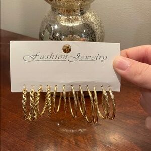 Fashion Jewelry Gold Hoop Earrings Set